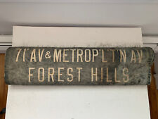 NY NYC PRIMITIVE BUS ROLL SIGN 71st METROPOLITAN AVENUE FOREST HILLS QUEENS picture