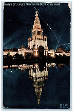 1915 Tower Of Jewels From South Gardens By Night San Francisco CA Postcard picture