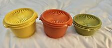 Lot of 3 Vintage Tupperware Green Yellow Orange Small Bowls with  Lids See Below picture