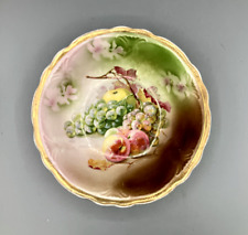 Antique C. T. Altwasser Porcelain Bowl Gold Trim Fruit Grapes Peaches Apples picture
