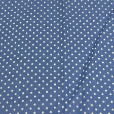 Vintage Swiss Dot Fabric Remnant Blue White Dots Lightweight 4 Yards picture