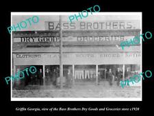 OLD LARGE HISTORIC PHOTO OF GRIFFIN GEORGIA VIEW OF THE BASS BROS STORE c1920 picture