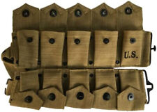 U.S. Army WWII Springfield M1 Garand 10 Pocket Canvas Belt Khaki picture