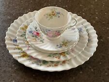 VTG Rare Older Green Stamped, #24 & Marked. ARCADIA Bone China 5 Piece Setting picture