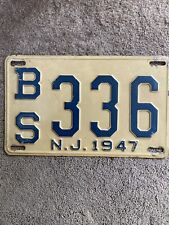 1947 New Jersey License Plate - BS 336- Very Nice picture