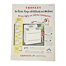 Crosley Electric Range Stove Print Ad  Vtg 1950 Beauty Brains Saturday Evening picture