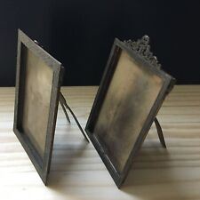 2 Vintage 1930s Photo Frames Silver Plated on Copper Standing / Hanging 6