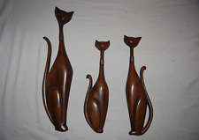 Set of 3 Sexton Wall Hanging Siamese Cats Mid Century Modern Vintage USA picture