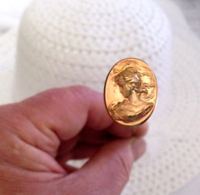 HATPIN with Victorian LADY Embossed on Copper - Art Deco 8.3/4 inch Hat Pin picture