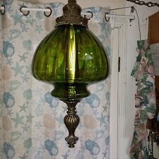 Vintage Green Glass Swag Lamp picture