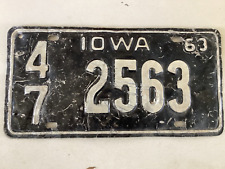 1963 Iowa License Plate 47 2563 Clinton County Auto Tag Rustic Man Cave picture