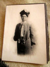 Victorian Antique Cabinet Card Photo of Woman w Glassws 4.5x3.5
