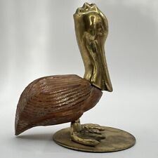 Brass & Wood Pelican Figurine, 3.5” Tall picture