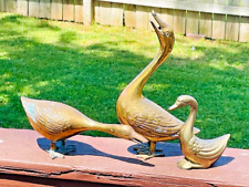Vintage Brass Duck Goose Lot of 3 Figures Swan Geese Birds Collectible Figurines picture