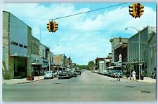 Big Rapids Michigan MI Postcard  Main Street South Michigan Avenue c1960 Vintage picture