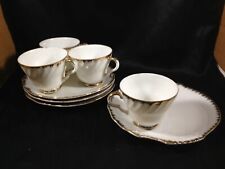 Set of 4 Vintage Regal Porcelain 55/1156 Swirl Teacups with Snack Plates picture