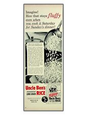 Uncle Ben's Rice Fluffy Even When You Cook Sat for Sun Vintage Print Ad 1952 picture