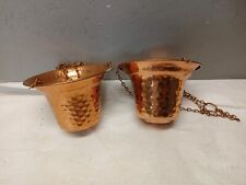 2 Vintage Hammered Copper Small Chain Hanging Planter  picture