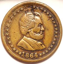 128/289b Abe Lincoln Patriotic Civil War Token Dewitt-AL 1864-44 Political Medal picture