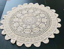 Vintage * Beautiful 28”  Round Table Topper / Doily. Appears handmade* Off White picture