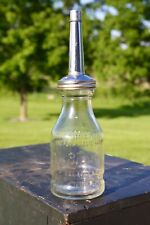 Vintage Havoline Motor Oil Glass Bottle Can with Spout Kalamazoo MI 1 quart Old picture