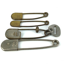 Lot of 4 Vintage Risdon Large  Safety Pin Key Tag Horse Blanket Laundry  picture