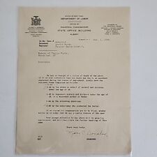 1939 Vintage Department Of Labor Letterhead Industrial Commissioner Examiner picture
