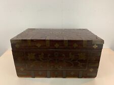Antique Early 19th Century Mahogany Lap Desk Traveling Box with Brass Inlay picture