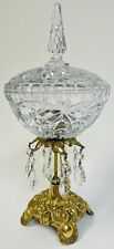 Vintage L&L WMC 1970 Hollywood Regency Brass & Glass Lidded Compote Candy Dish picture