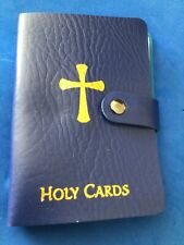Holy Card holder Folder Navy Blue Gold 20 pages snap close free holy card picture