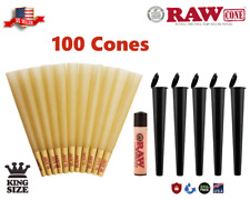 RAW Classic King Size Pre-Rolled Cones 100 Pack & Clipper Lighter & 5 TubeS picture