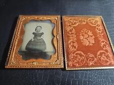 1860's Civil War Era 1/6th Plate Ambrotype Seated Little Girl Holding Apple picture