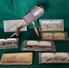 ANTIQUE MONARCH STEREOSCOPE WITH SET OF VARIOUS PICTURE  CARDS picture