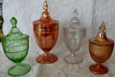 Art Glass 4 Distinct Style Gorgeous Pedestal Lidded Bud's/Candy/Nut/Fruit Dishes picture