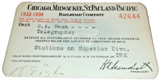 1933 1934 MILWAUKEE ROAD EMPLOYEE PASS #42644 picture