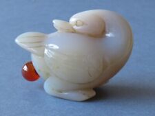 UNUSUAL OLD CHINESE CARVED SEMI TRANSLUCENT  AGATE DUCK SHAPED SNUFF BOTTLE picture