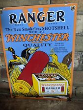 VINTAGE 1964 WINCHESTER RANGER SHOTGUN SMOKELESS SHELLS PORCELAIN SIGN 10