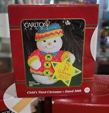 Vintage Carlton Cards Heirloom Collection #26 Childs 3rd Christmas Snowman 2000  picture