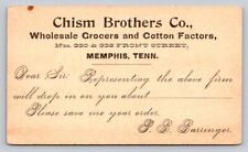 c1900 Chism Brothers Wholesale Grocers Cotton Factors Barringer Memphis TN P84A picture