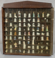 Wooden Thimble Display Case with 56 Thimbles Incl. Butterfly, Nativity, Disney picture
