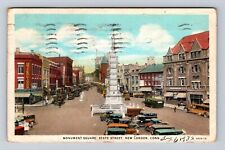 New London CT-Connecticut, Monument Square, State Street, Vintage c1932 Postcard picture
