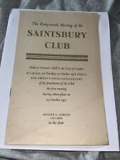 1931 THE SAINTSBURY Club Meeting 25th Anniversary Program Andre Simon Chair Wine picture
