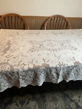 Vintage Quaker Lace Cream White Tablecloth floral pattern 54 X 44 Read picture