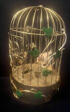 VTG Chinese Craftsman Musical Bird On Swing In Cage Very Nice Working Condition picture