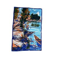 Vintage French Italian Riviera Colorful Signed Tea Towel picture