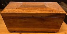 RARE Handmade Egyptian Revival Sarcophagus Wood Hinged Tea Caddy Hinged Box picture