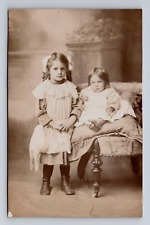 RPPC Postcard Two Girls Child and Toddler Posing for Portait picture