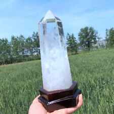 3.74LB Natural Clear Quartz Obelisk Tower Cystal Wand Two Point Reiki Healing picture