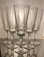 6 Vintage Luminarc Arcoroc Champagne Flutes Glasses Lancer )150ml) Signed France picture