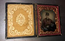 1861 Ambrotype Photo Young Confederate Civil War Soldier Tinted Red Battle Shirt picture
